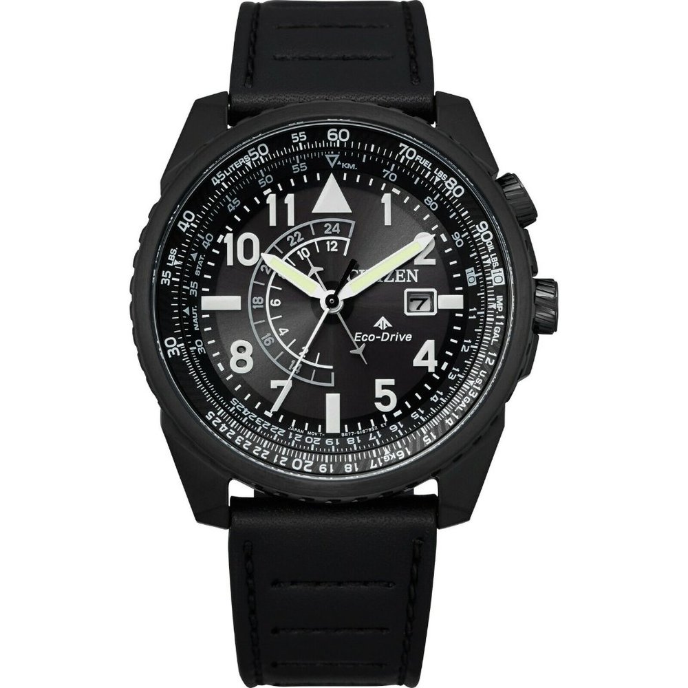 Citizen Men's Black Leather 44mm Watch